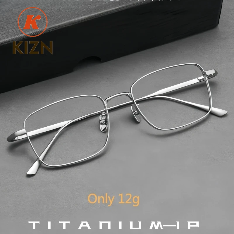 

KIZN Ультралегкие деловые мужские очки из чистого титана, оправа в стиле ретро, квадратные, маленького размера, модные, простой дизайн, очки LEX