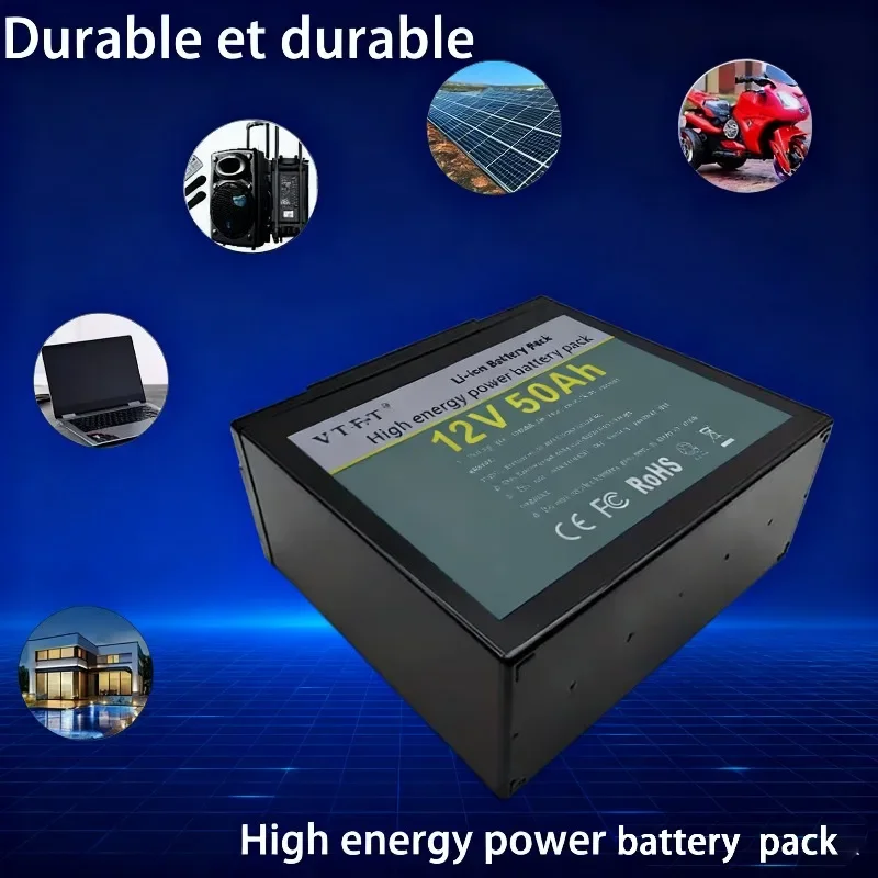 VTET  18650 Lithium Battery Pack, 12V 20Ah-50Ah, Suitable for Outdoor and Home Storage, Explosion-proof Battery Cells, Reusable