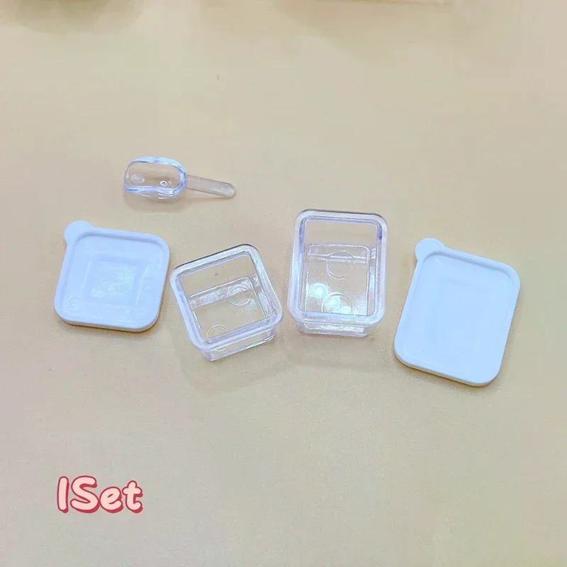 1Set 1/12 Dollhouse Lunch Box Bento Storage Box W/Shovel Model Dollhouse Miniature Kitchen Decoration Doll House Scene Toys