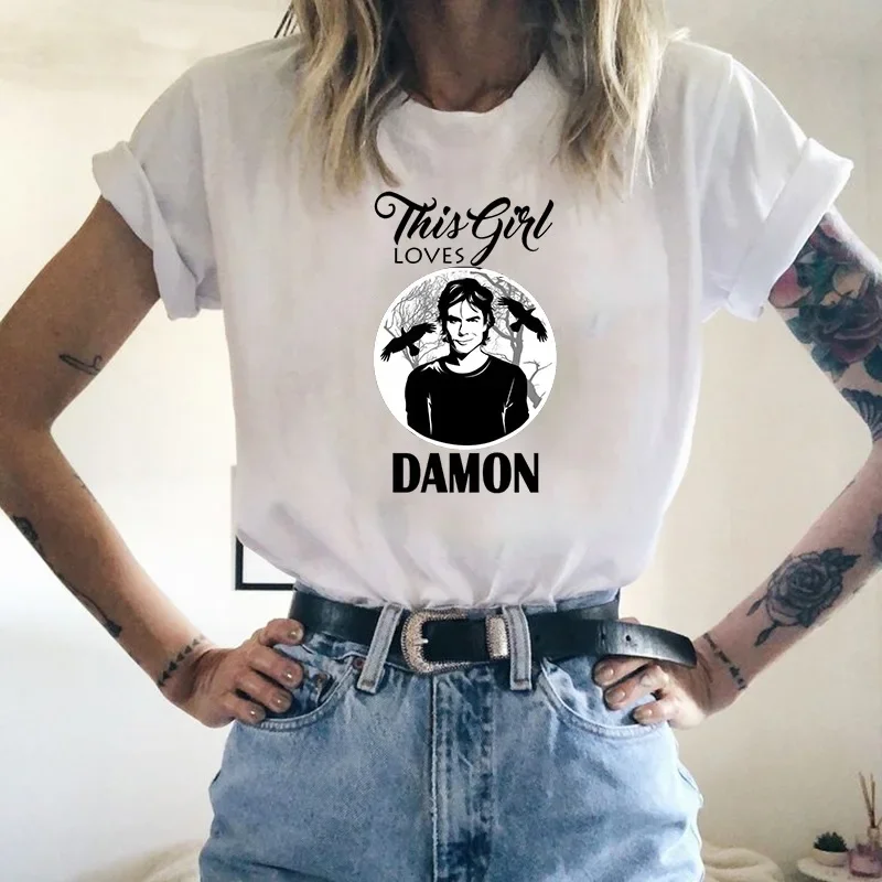 The Vampire Diaries Women\'s T-shirT Summer Loose Top Female T Shirt Harajuku Ulzzang Clothes Casual O-neck Ladies Tees Top Shirt