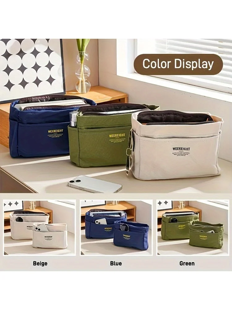 Mehrtaschen-Canvas-Organizer-Einsatz mit Kordelzug-Design, vielseitige Aufbewahrungstasche für den täglichen Reisegebrauch. – Detail 2