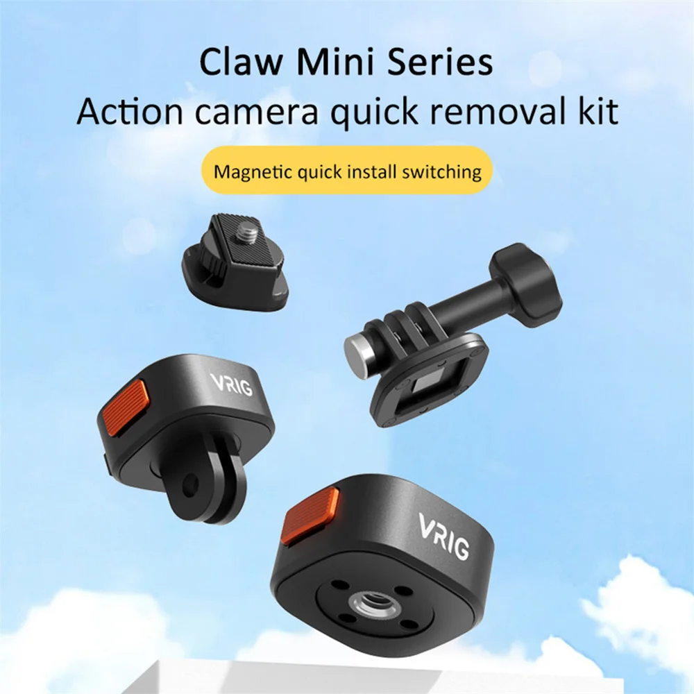 VRIG Claw محول كاميرا مغناطيسية صغيرة سريعة الإصدار قاعدة مغناطيسية جبل ل Gopro 12 11 10 9 8 7 6 5 DJI OSMO Insta360 Action