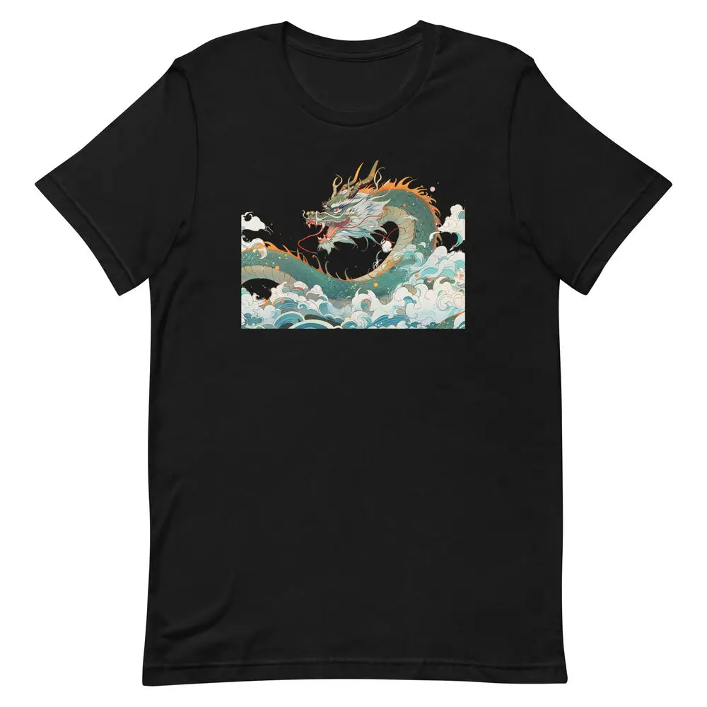 Chinese Drago in the Ocean Unisex t-shirt; Oriental Art High Quality 100%Cotton Short Sleeve