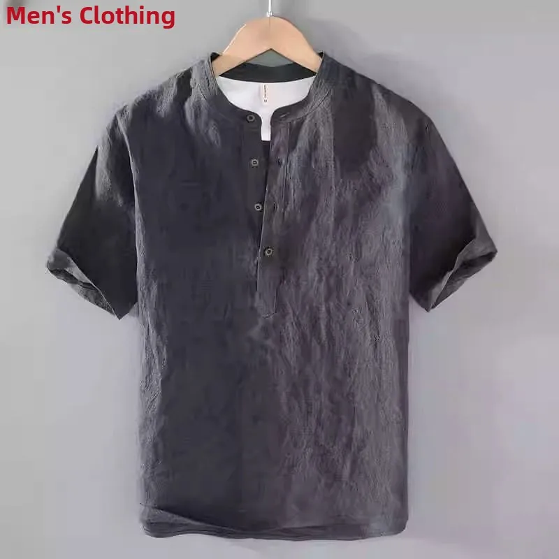 

Высококачественная льняная футболка большого размера в стиле ретро, китайский воротник-стойка, хлопковый льняной свободный топ, женская мода