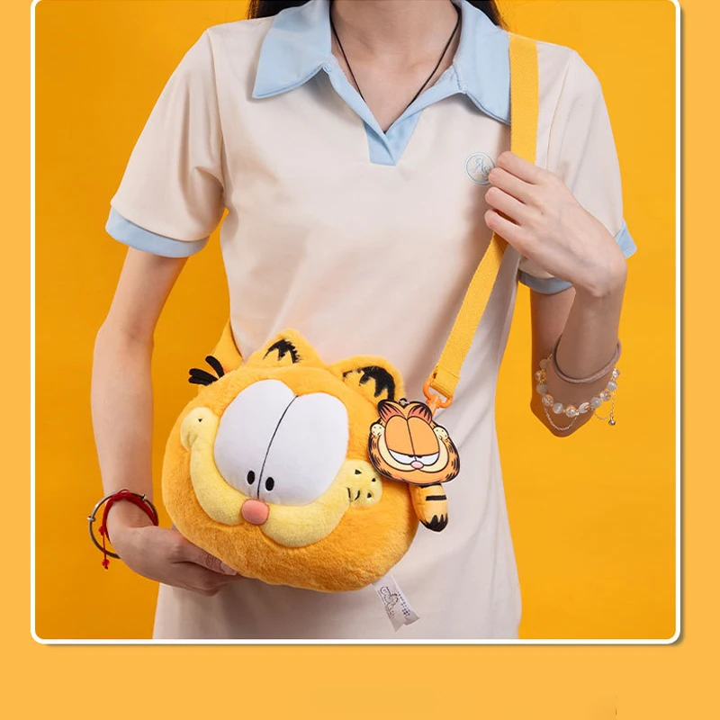 Cartoon Garfields Large Capacity Plush Bag Kawaii Girls Shoulder Bag Cute Plush Doll Crossbody Bag Portable Coin Lipstick Bag