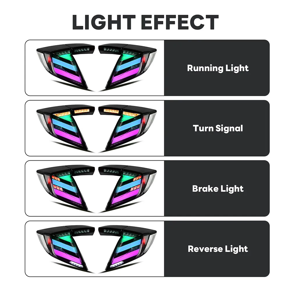2 قطعة LH + RH RGB LED أضواء خلفية الجمعية لهوندا سيفيك 10th الجنرال هاتشباك 2016-2021 بدوره إشارة الجذع لمبة خلفية #3