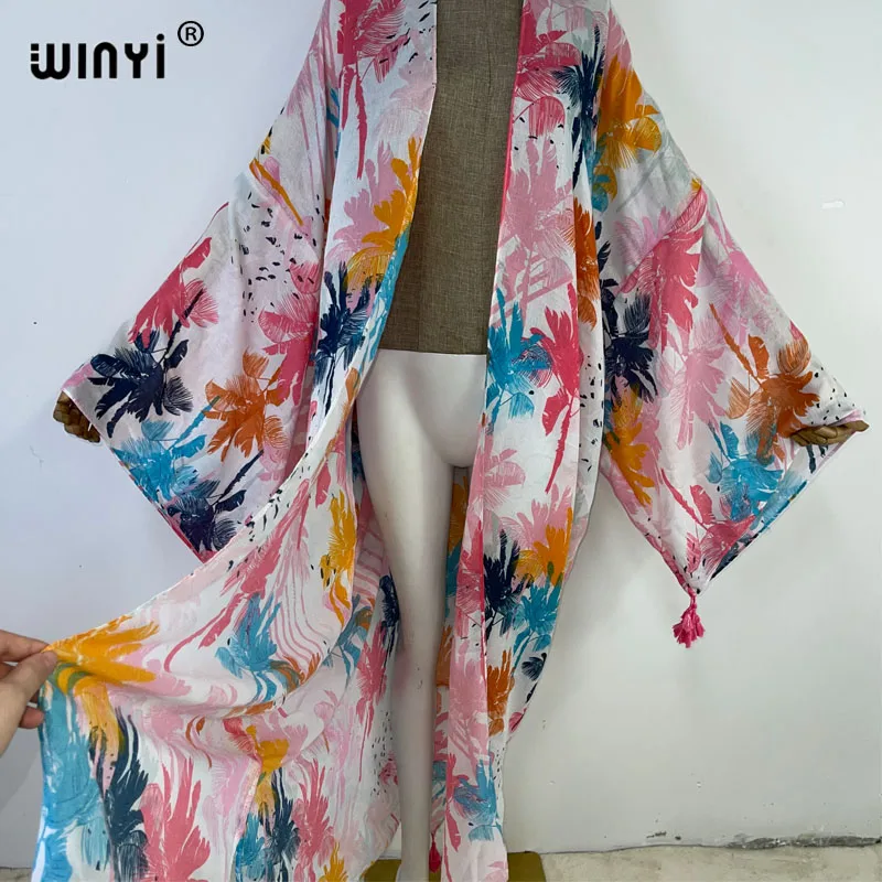 WINYI Africa new summer print Women Cardigan Loose Long Dress Cocktail Party Boho Maxi beach Holiday Swimming Cover Up Kimonos