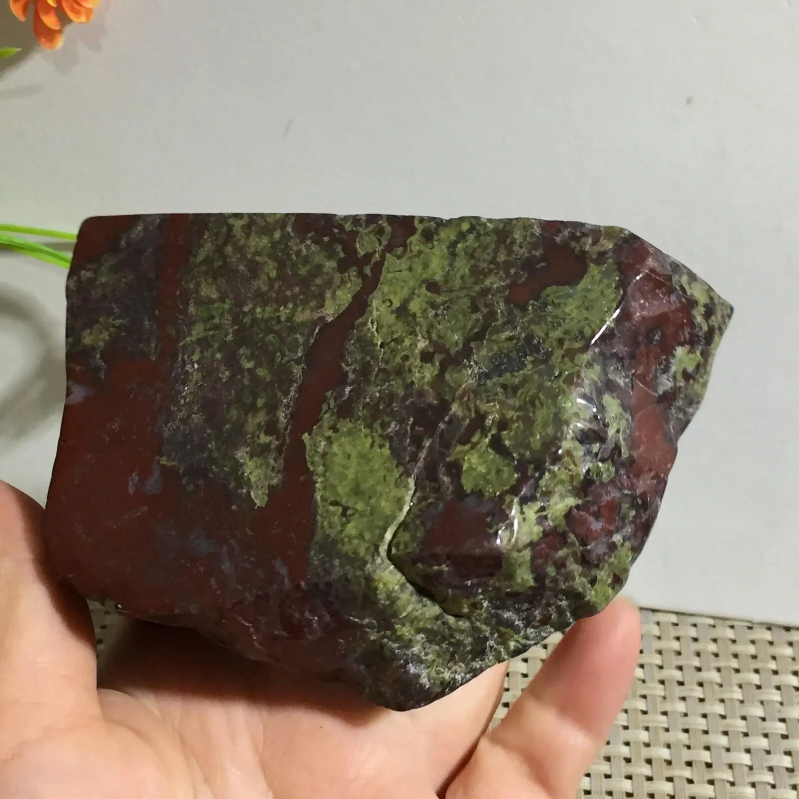 

Natural Dragon Blood Jasper Rough Raw Stone, Polished Specimen, Reiki Healing