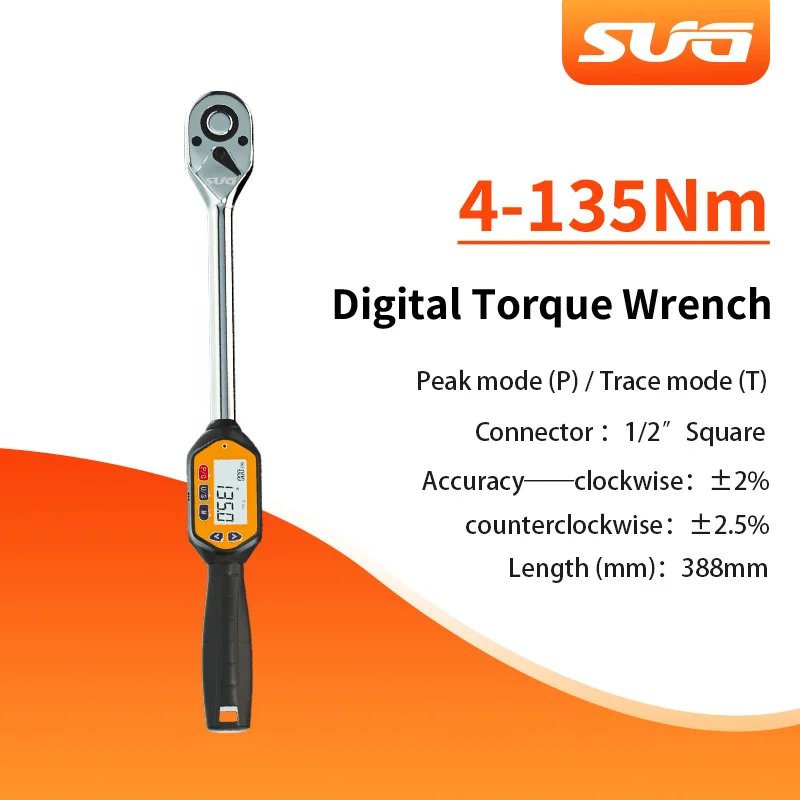 

SUG Mini Digital Torque Wrench 1/2 inch 4-135N. m Professional Bicycle and Car Repair Accessories Adjustable Torque Wrench Tool