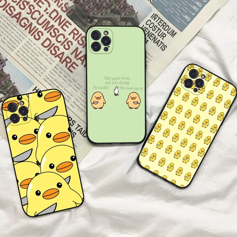 Cute Duck Holding a Knife Phone Case For iPhone 15 14 11 12 13 Mini Pro XS Max Cover 6 7 8 Plus X XR SE 2020 Funda Shell