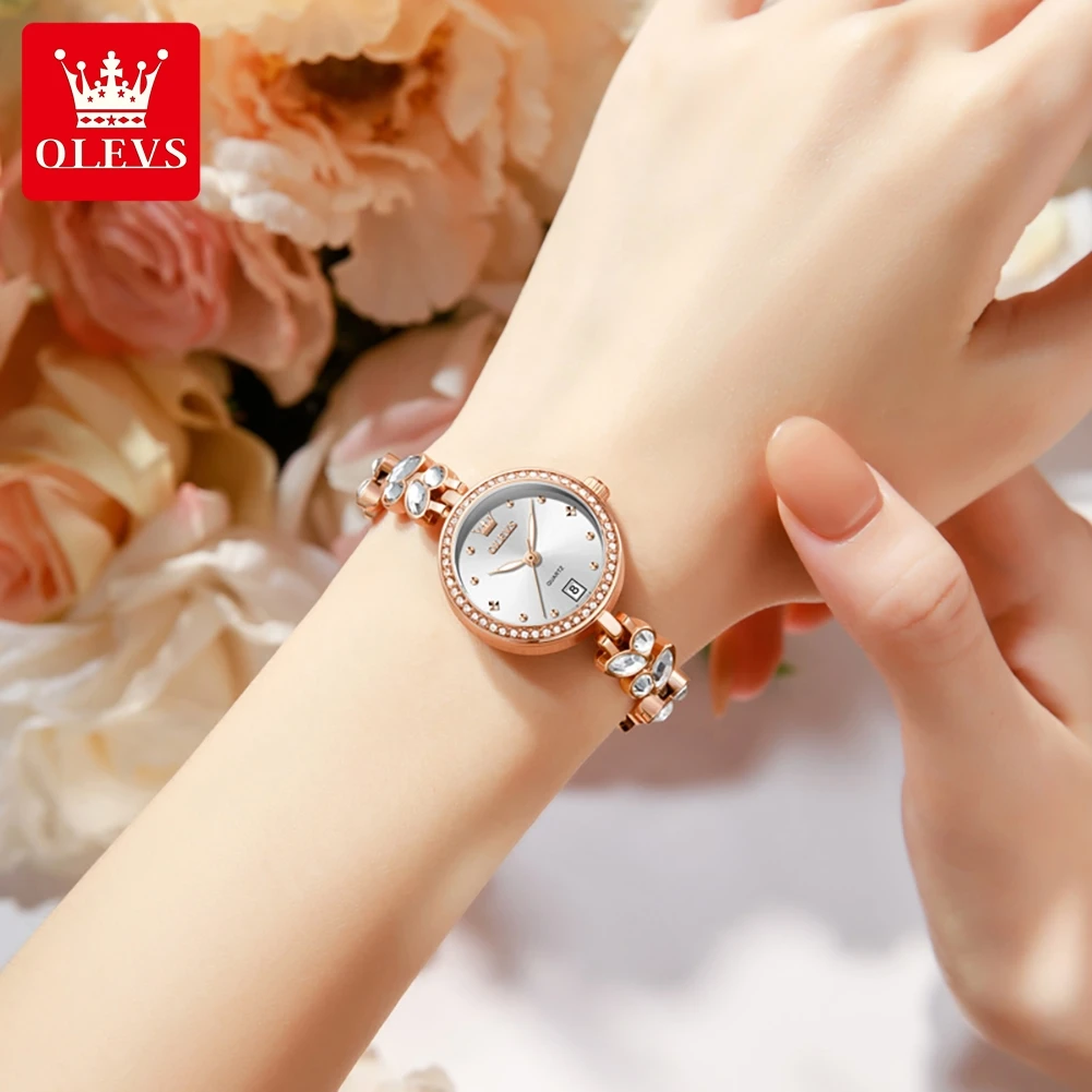 OLEVS 5679 レディース腕時計 フルダイヤモンド 高級腕時計 ステンレススチール 防水 クォーツ レディース腕時計