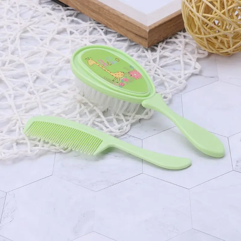 

2Pcs/Set Baby Safety Comb Woolen Hair Brush Care Kids Massage Baby Safety Material For Baby's for Health Grooming T