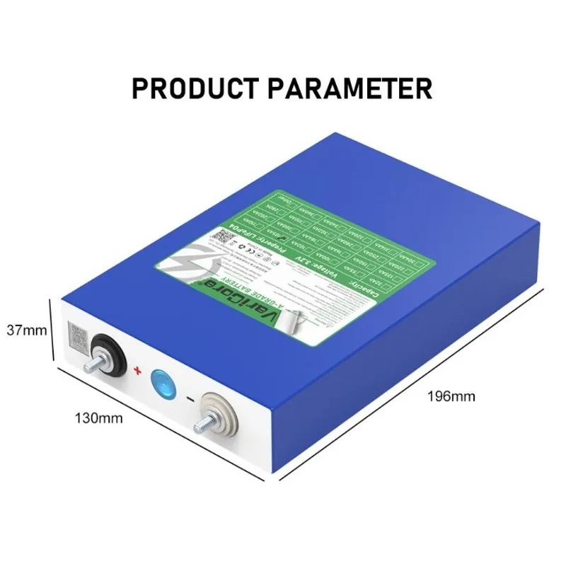 3.2V 105Ah LiFePO4 Rechargeable Battery DIY‑assemblable 12V for Electric Vehicles RVs Solar Equipment Golf Carts Weight: 2.1KGg