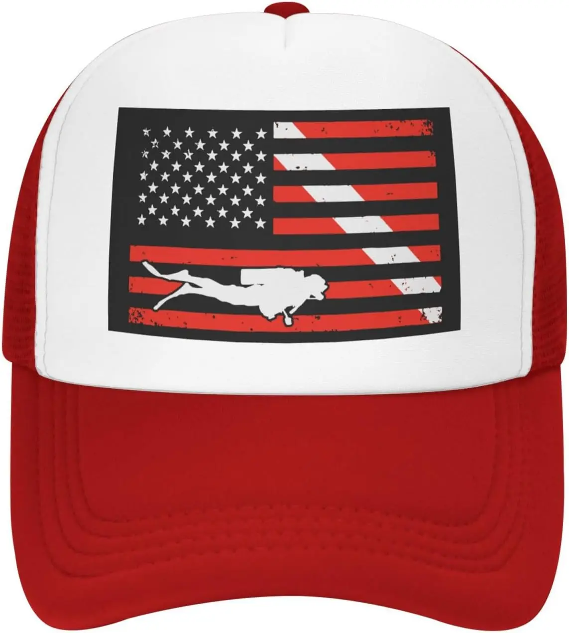 Diver Down Flag Scuba Diving Trucker Hat Vintage American Mesh Snapback Cap Outdoor Sports