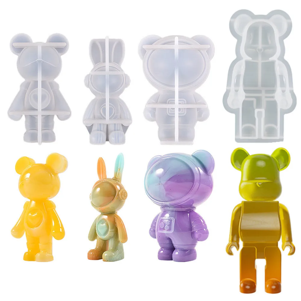 

Bear Silicone Mold 3D Cartoon Astronaut Rabbit Handmade Pendant Mold Art Casting Molds for Jewelry Making Moule Resine Epoxy