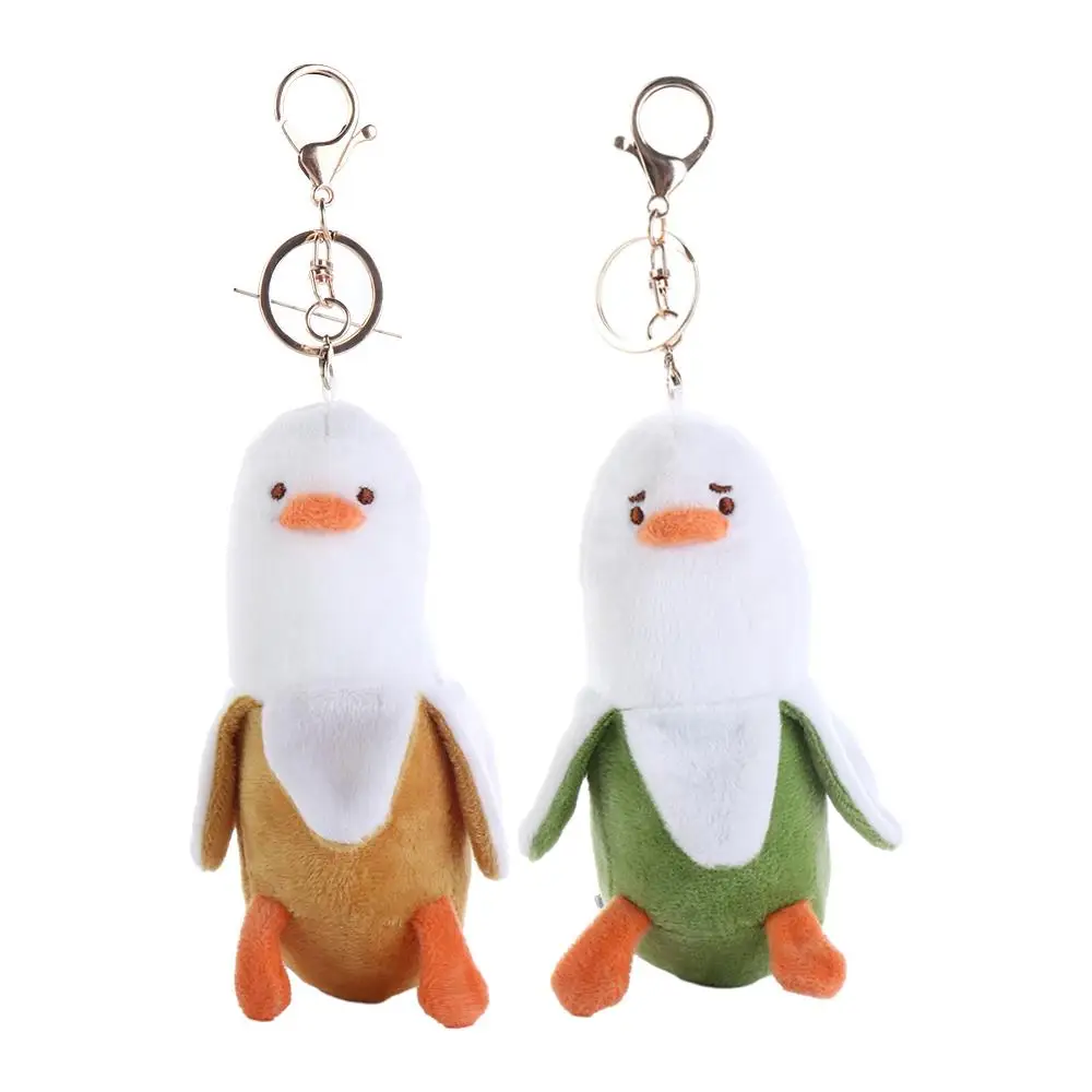 Ozdoba do plecaka Miękka bananowa kaczka zawieszka z bawełny puchowej w kształcie obieranego banana pluszowa zabawka akcesoria do plecaka