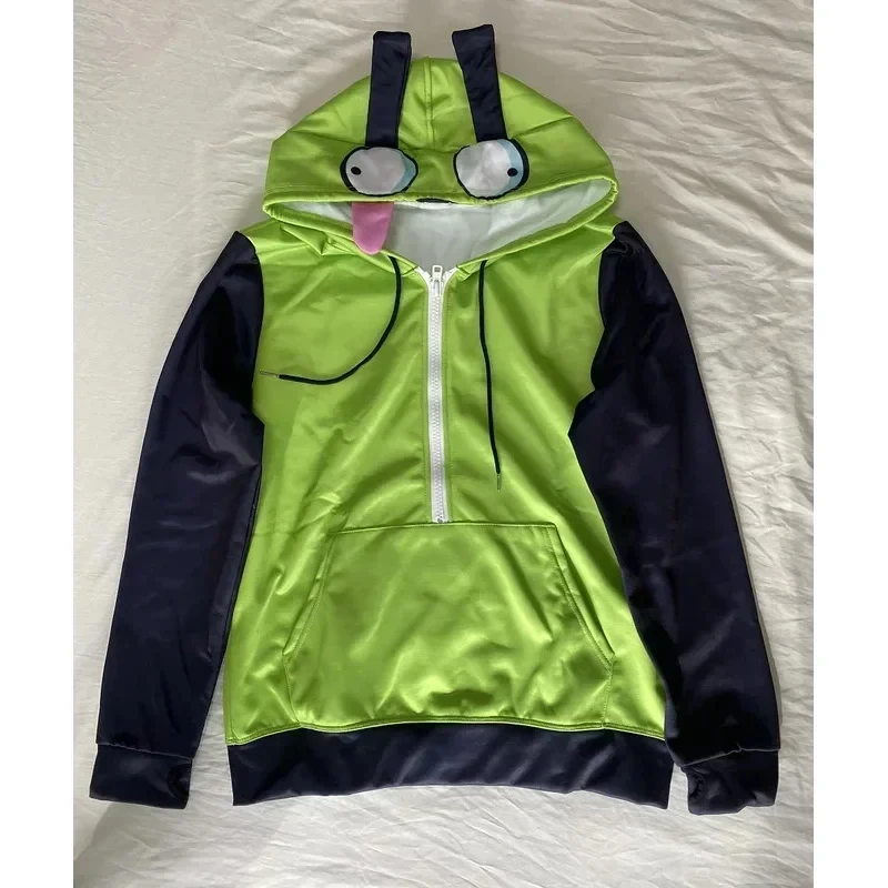 ☆SunlCos Anime Invader Cosplay Costume Coat Alien Zim Hoodies Jacket Hooded Zip Up Pullovers Sweatshirts with Ears Halloween☆ - view 5
