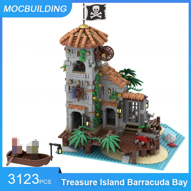 MOC Bausteine Schatzinsel - Barracuda Bay Modell DIY Montieren Steine Pädagogisches Schloss Display Weihnachten Spielzeug Geschenke 3123PCS
