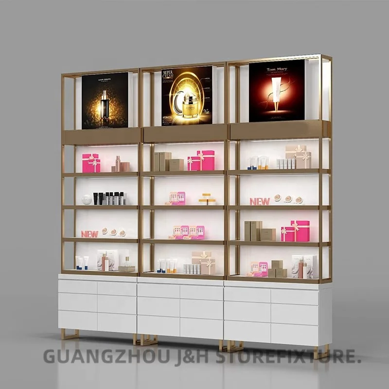 

customized.High end retail cosmetic makeup displays stand storage makeup cosmetics display racks cosmetic product display stands