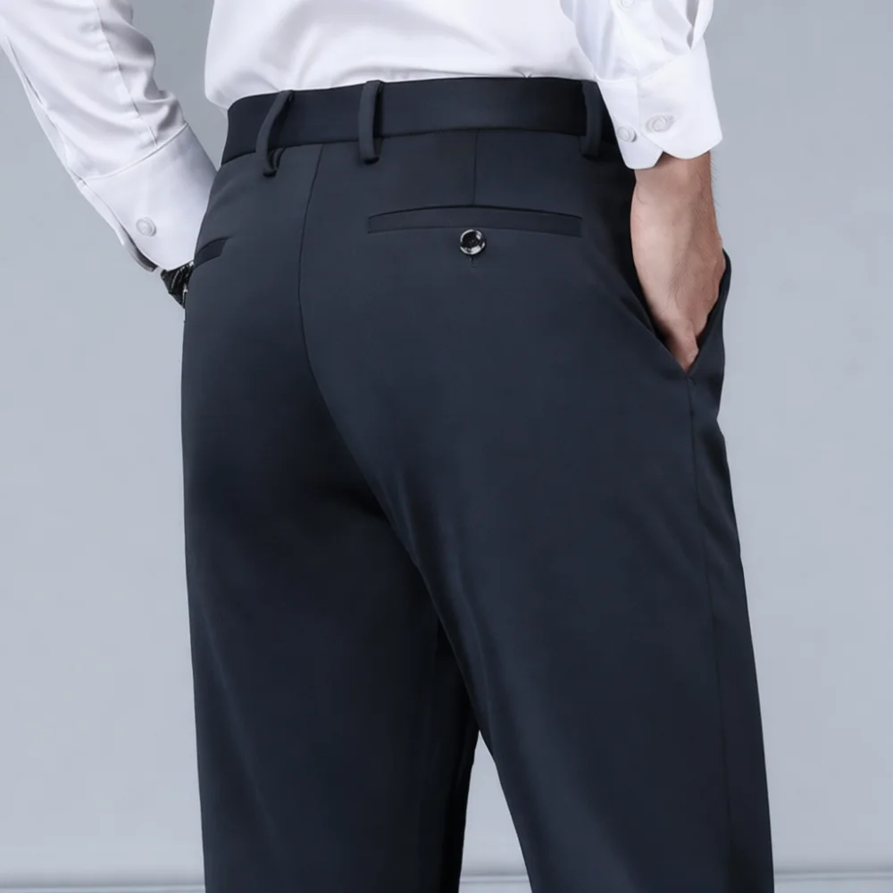Loose Fit Mens Dress Trousers High Elastic Business Pants Plus Size Comfortable Formal Casual Wear Office Style Long Slacks