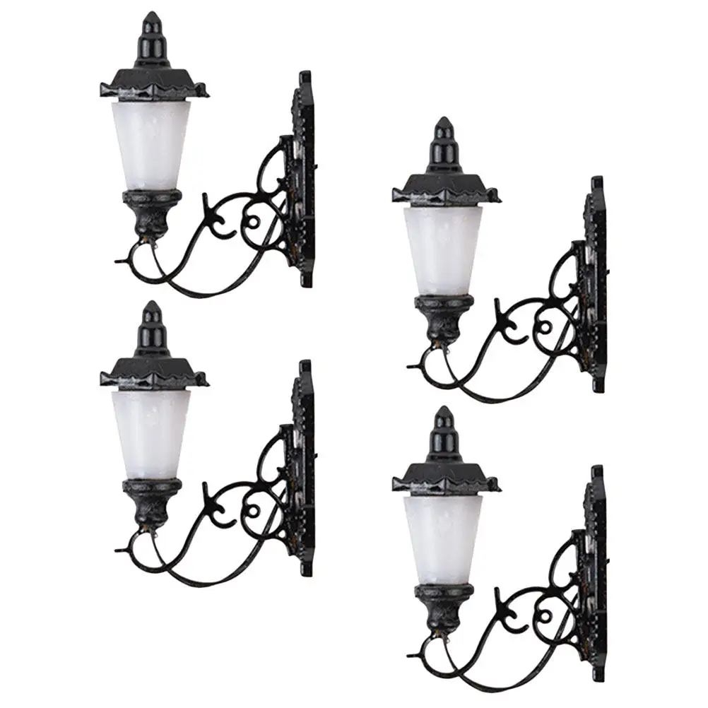 

Набор из 4 миниатюрных светящихся настенных светильников-имитаций для песочницы, материалы для DIY, декоративное освещение для миниатюрных ландшафтов