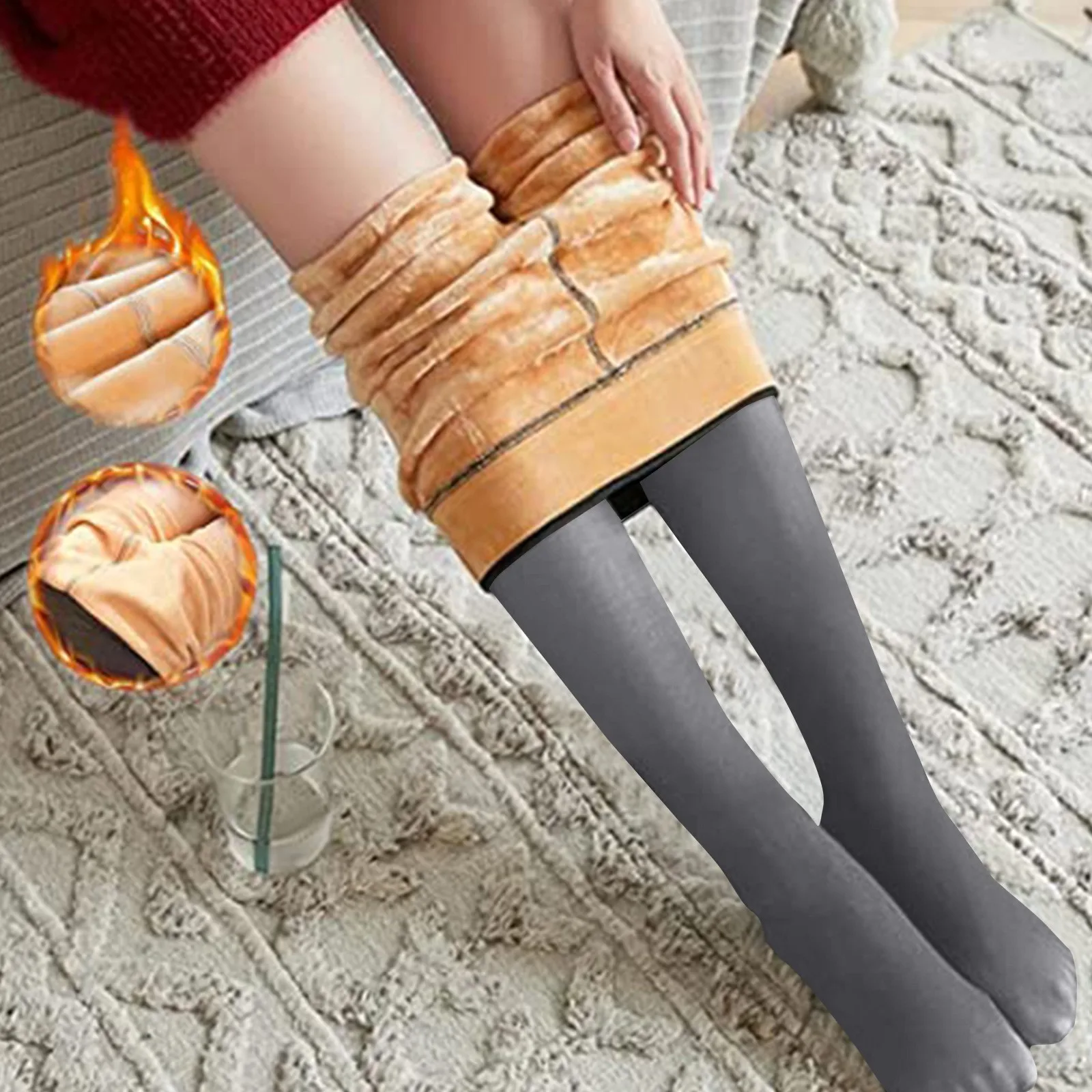 Thicken Tights สําหรับผู้หญิงฤดูหนาวความร้อนขนแกะ Pantyhose PLUS ขนาดเอวสูงเซ็กซี่ Slim Thermal Leggings ผู้หญิงใหม่