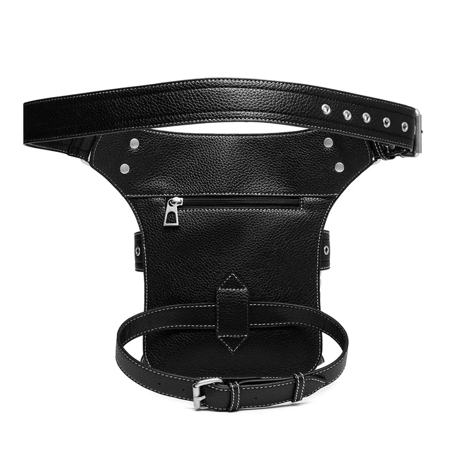 

PU Waist Thigh Leg Fanny Pack Hand Pouch Daypack Fashion Punk for Outdoor Morcycle Camping Bike Travel
