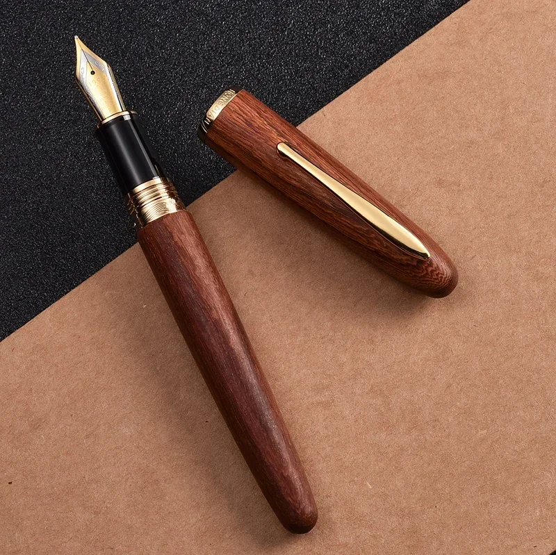 Hongdian 660 Wood Fountain Pen Natural Handmade Jupiter Lucky Star Red Wooden Beautiful Pen EF/F 0.38/0.5mm Writing Ink Pen