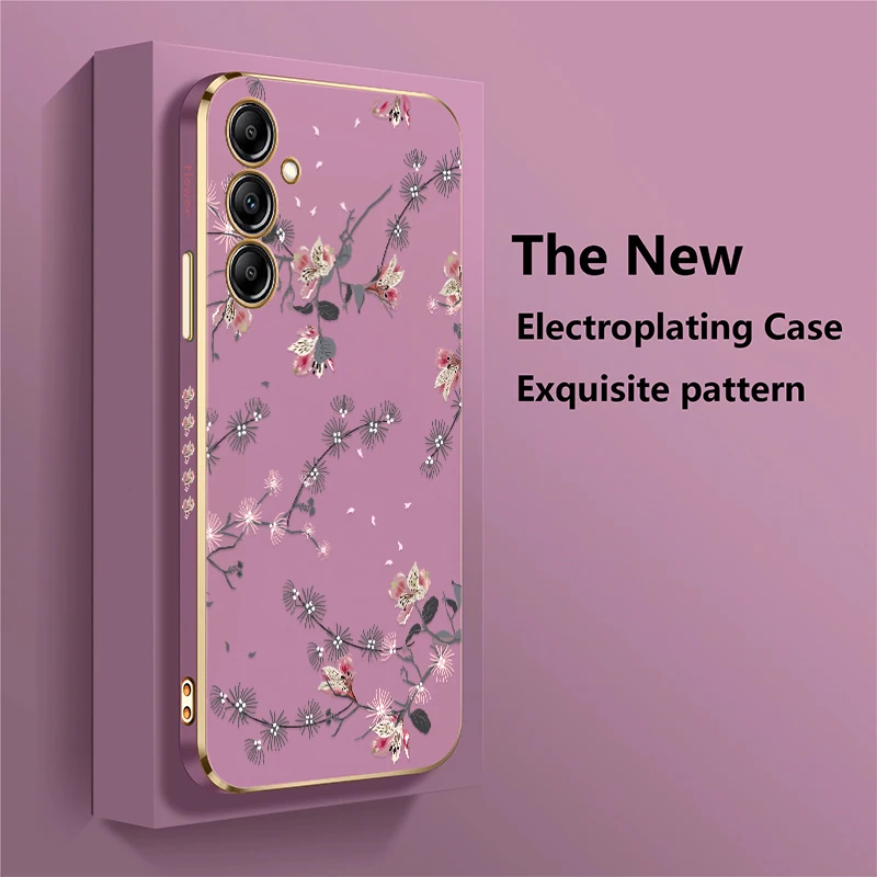 Fiore di modo Cassa Del Telefono Per Samsung Galaxy A34 A54 A15 A16 A25 A73 A81 A35 A55 A21S A13 A23 A33 A53 A14 A24 Placcatura Della Copertura