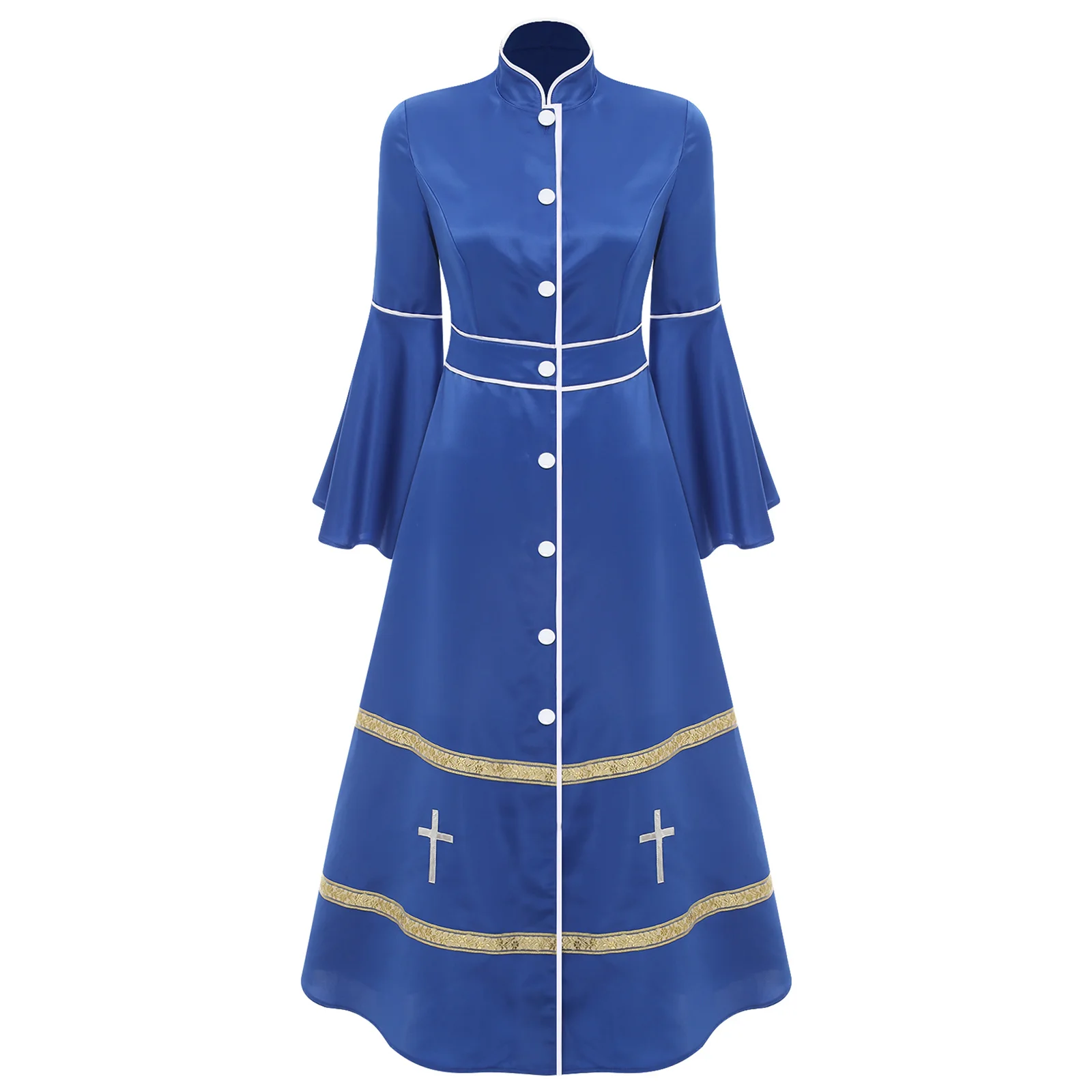 Donne Clero Ministro Pulpito Cosplay Coatume Tonaca Vestaglie Indumenti liturgici Fancy Dress Up Halloween Chiesa Pastore Vestaglie