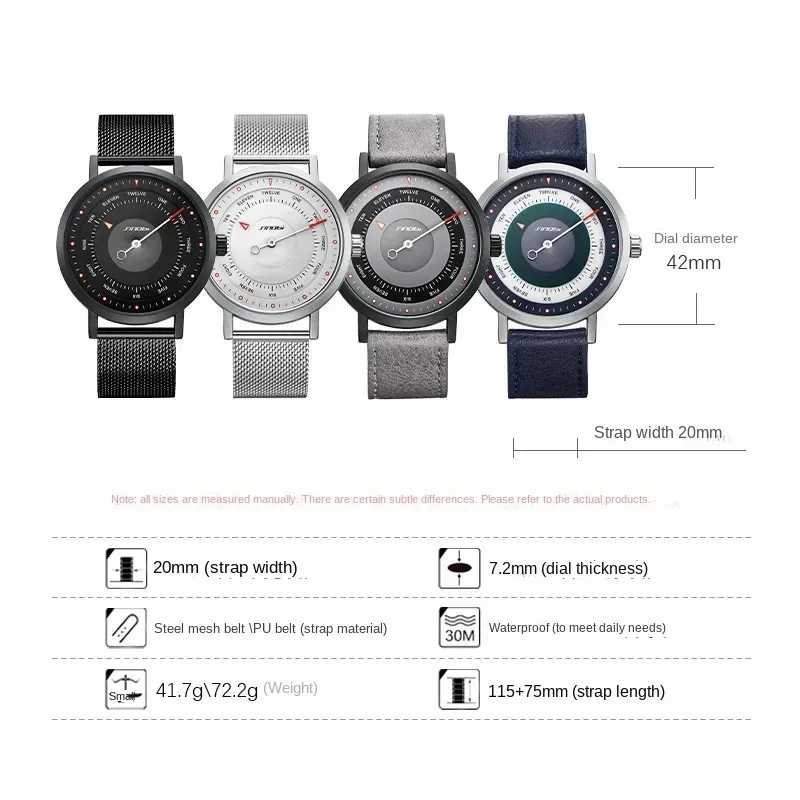 

2025Мужские часы, мужские креативные компасы, одноигольные студенческие часы, кварцевые часы с сетчатым ремешком, мужские 9809