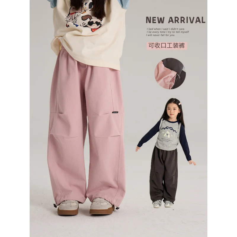 Crawler2024Autumn New Children's Loose Western Style Labeling Overalls Boys and Girls Close up Casual Pants