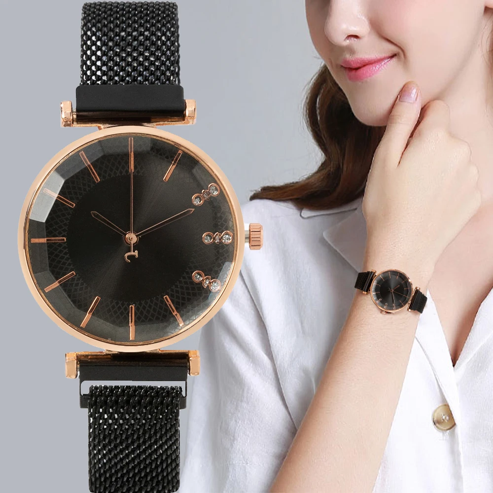 Luxury Women's Watch Rhinestone Set Metal Mesh Steel Strap Fashion Women's Wristwatch Quartz Watch for Women Clock