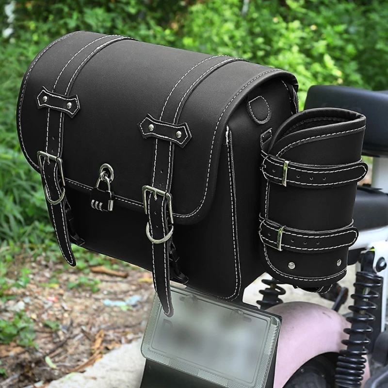 

Bicycle Rear Trunk Waterproof Velcro Rear Backrest Tail Bag Pedal Motorcycle Retro Lock Large Capacity Storage Box