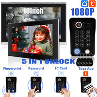 1080P Tuya Wifi Intercom Fingerprint 5 in 1 Unlock Doorbell Video Intercom for Home Touch Screen Video Doorphone Security