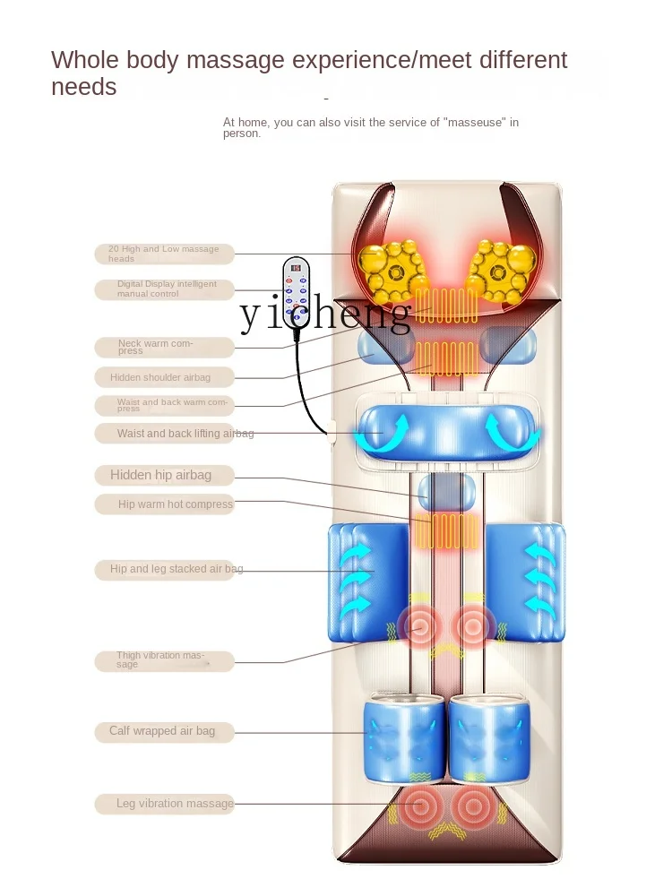 Xl Massage Mat Multifunctional Full Body Mattress Massager Cervical Spine Waist Back Kneading