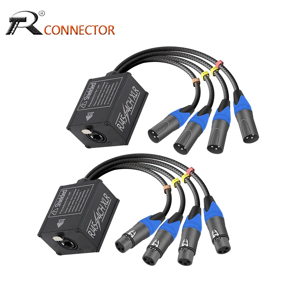 1pc 4-Channel XLR to Ethercon STP RJ45 Cat6 Snake Cable-3Pin DMX&Audio Extender for Stage Lighting,Live Sound&Recording Studios