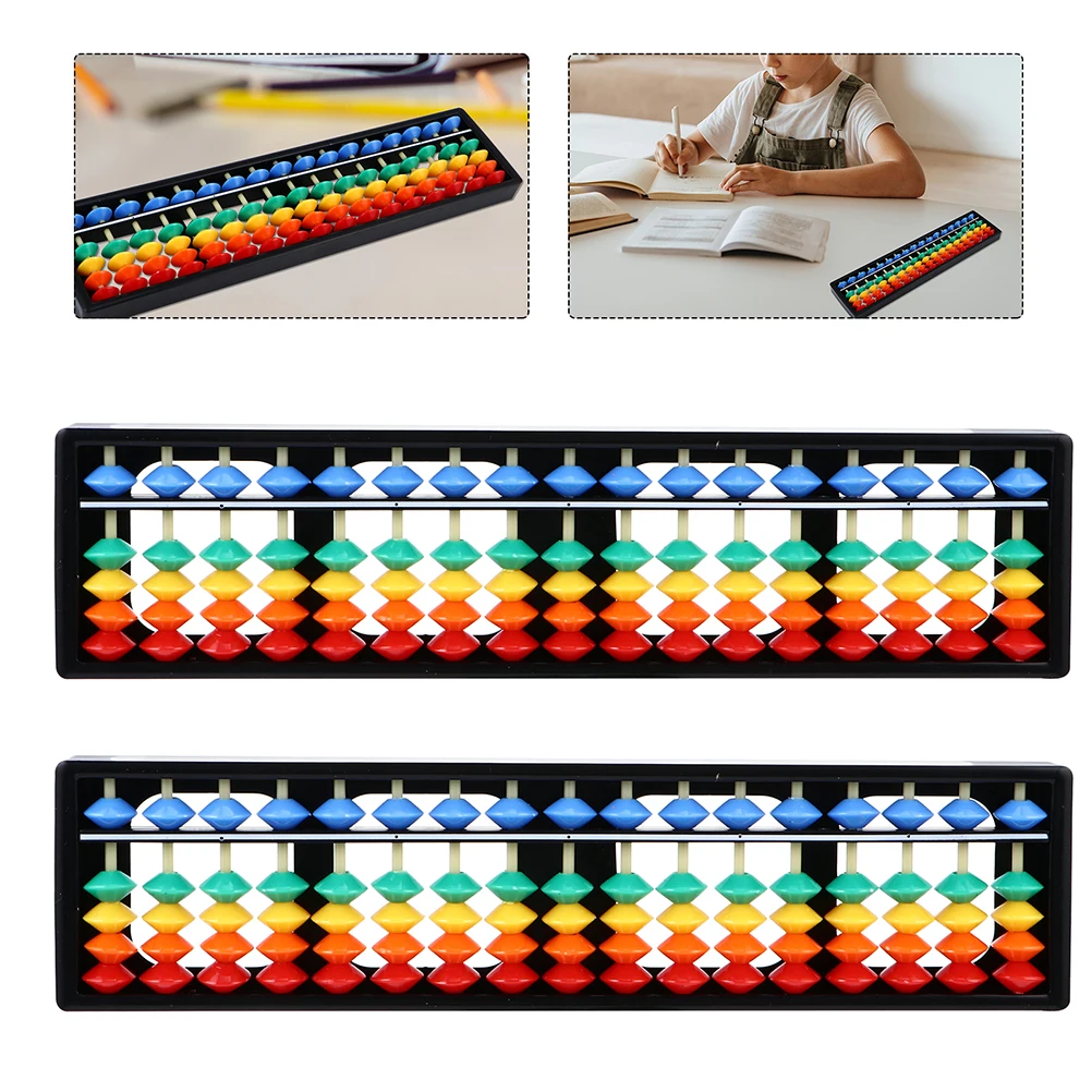 2 Pcs 17 막대 다채로운 플라스틱 주판 어린이 학습 수학 계산 도구 5 구슬 학생 장난감 휴대용 학교 사용
