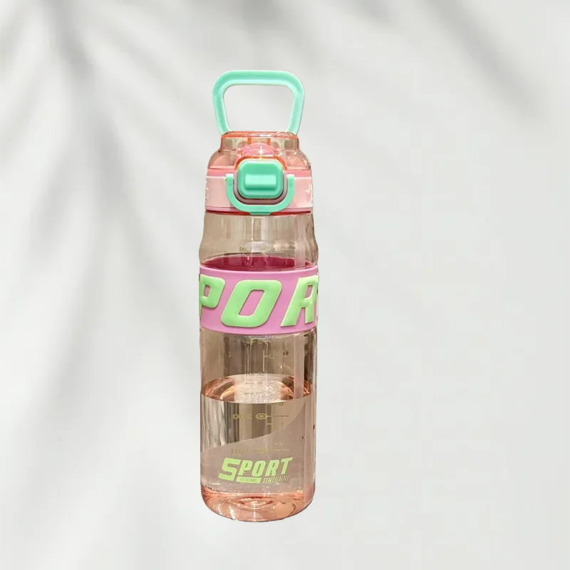 مقبض زجاجة مياه رياضية 650 مل مع زجاجة مياه بلاستيكية شفافة ذات سعة عالية وأدوات للشرب مانعة للتسرب #2