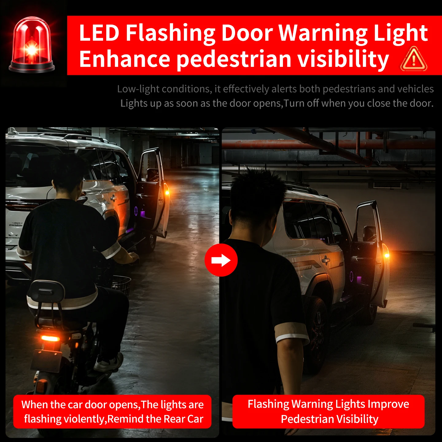 For Toyota Land Cruiser 250 2024 2025 2026 LED Door Open Alert Light Safety Warning Lamp Exterior Styling Accessories