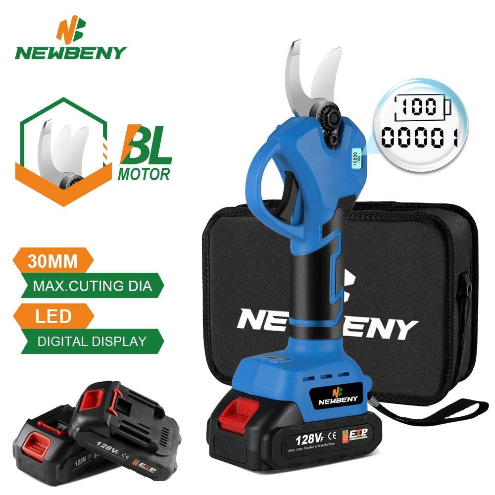 NEWBENY 1280W 30mm bezszczotkowe elektryczne nożyce do przycinania ręczne drzewo owocowe Bonsai cięcie elektronarzędzia ogrodowe do akumulatora