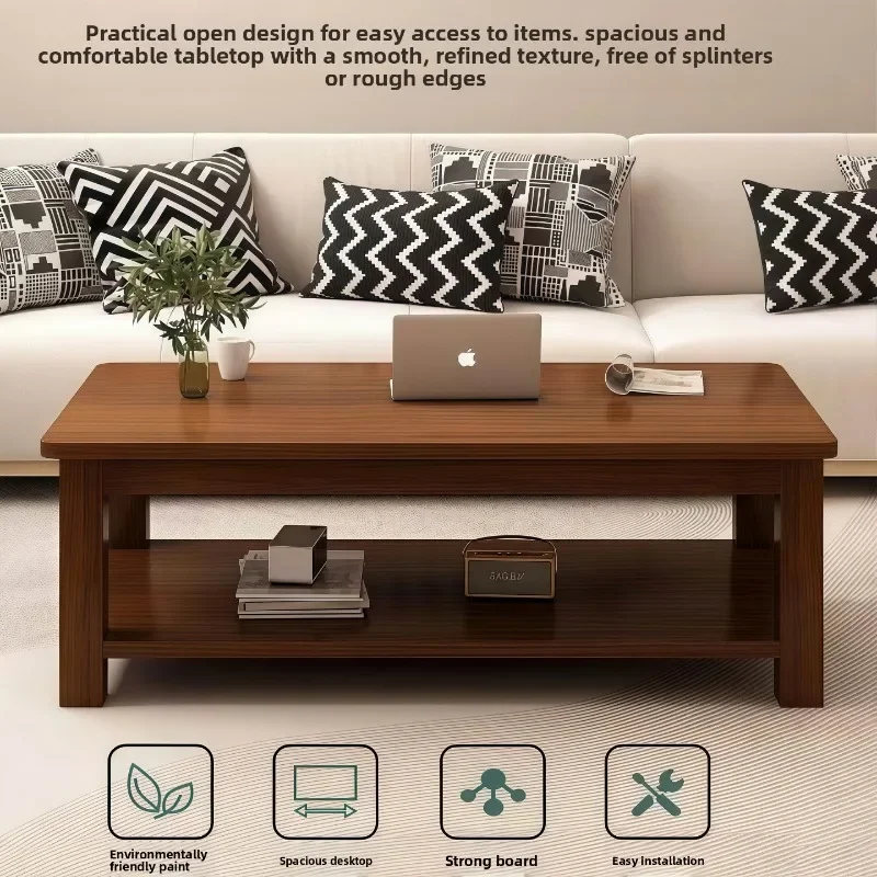 Solid Wood Legs Coffee Table Small Space Living Room New Model Chinese Minimalist Rectangular Multifunctional Tea Table