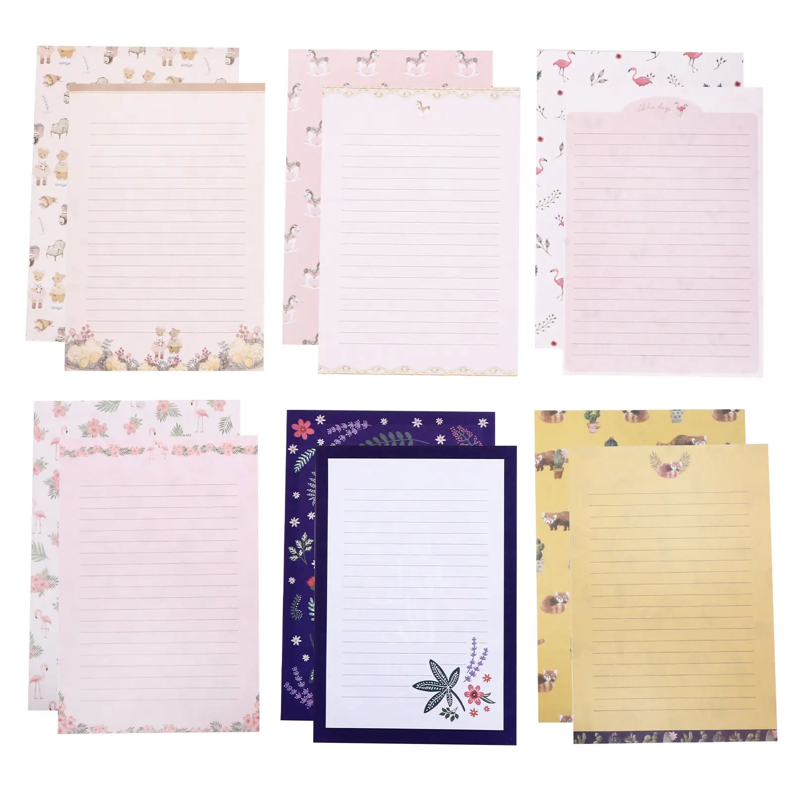 

8Sets Floral Animal Writing Paper A5 Stationery Kit Smooth Surface Elegant Pattern Letter Set for Invitations Thank You Notes