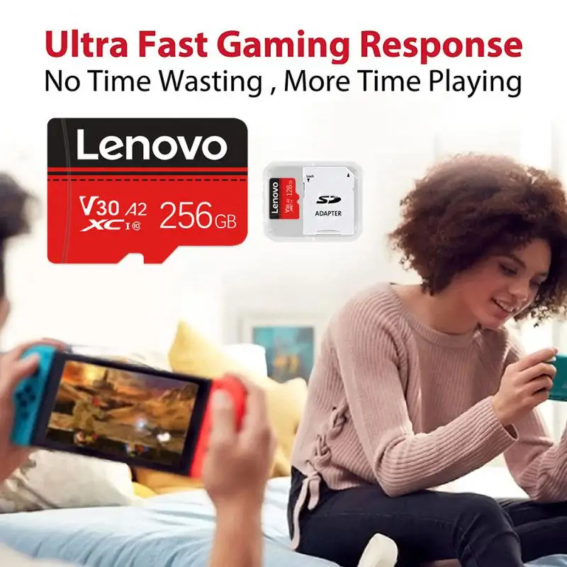 Lenovo-tarjeta de memoria Micro TF para teléfono, tarjeta SD de 1TB, 2TB, U3, V30, A2, 128GB, 100 MB/S, velocidad de lectura, Clase 10