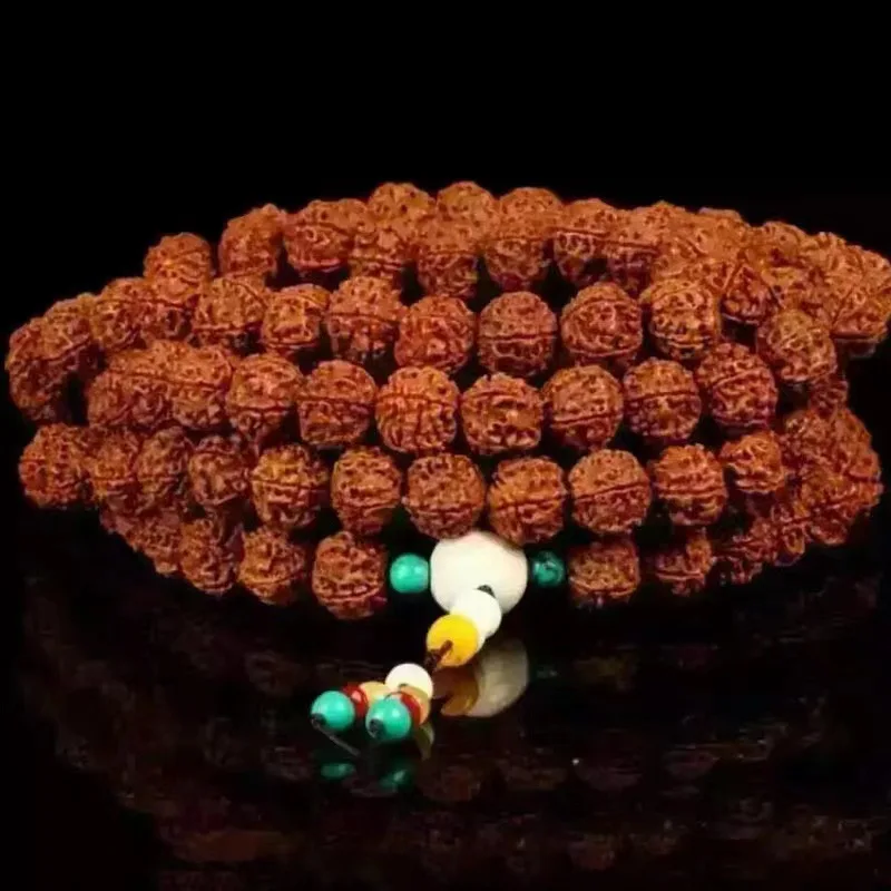 

Natural Nepal King Kong Five Faces Hao Bracelet Necklace Rudraksha108Piece54Buddha Beads Car Hanging Handheld