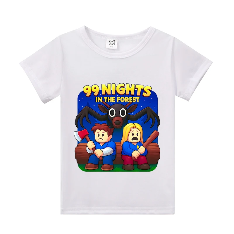 99 Nachten in de Foreste Kinderen T-shirt met korte mouwen Jongen Meisje Zwart Wit Shirt Cartoon Anime Patroon Kleding Casual Top Cadeau