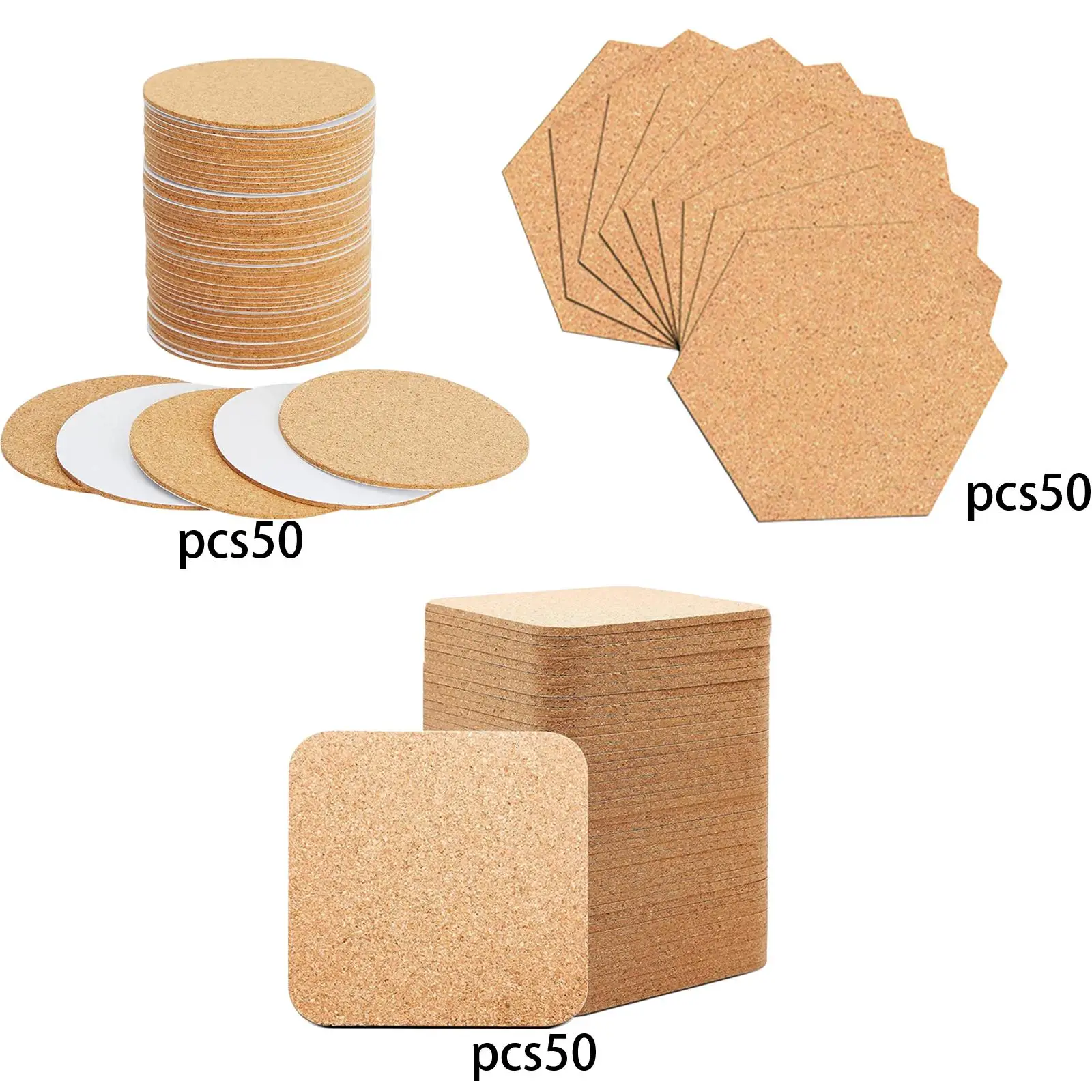 50Pcs Cork Boards, Cork Tiles for Wall Bulletin Boards, Corkboards Pin Boards for Walls Pictures Notes Memo Office Home