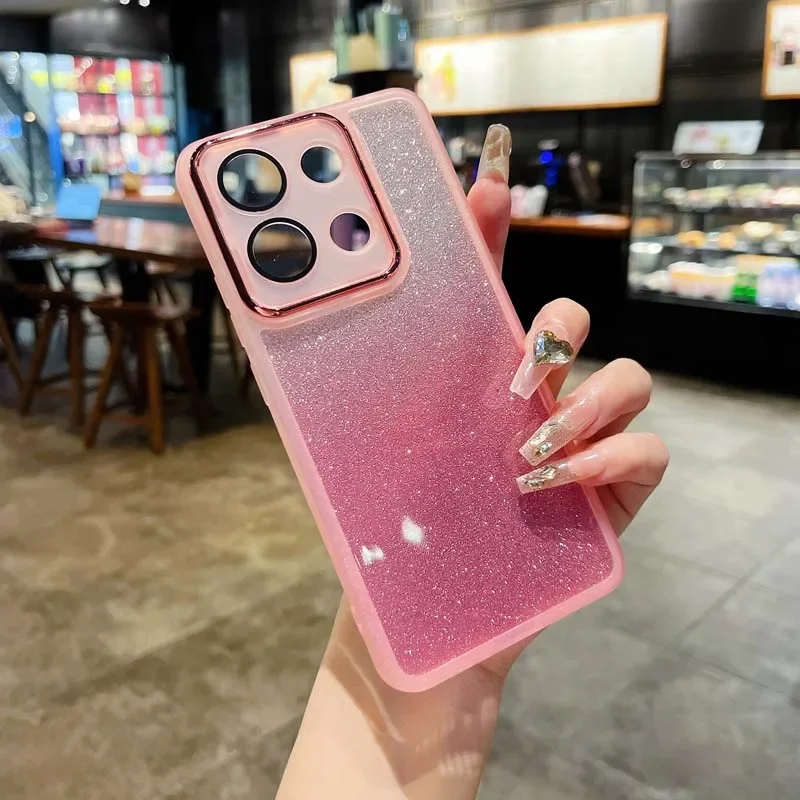 Luxury Lens Full Protect Glitter Phone Case For Xiaomi Redmi Note 13 13ProPlus 13C 12S 12C 11S 10C POCO X6 F6 M6 Pro Clear Cover