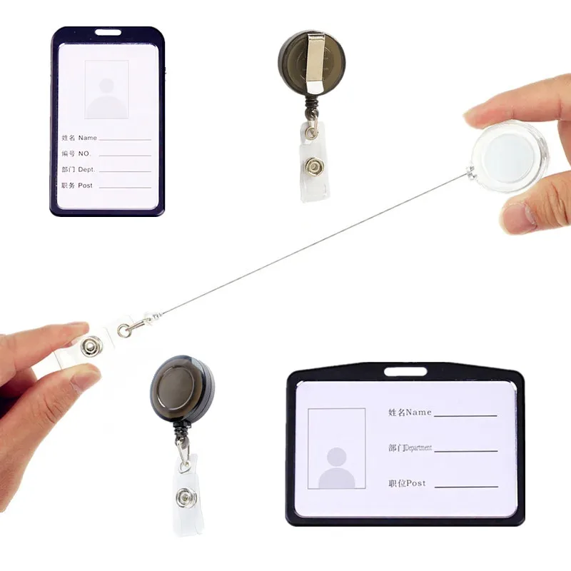 Clip de etiqueta de identificación de fácil extracción, soporte de insignia retráctil para el personal, soporte de tarjeta de trabajo de empleado, cubierta de insignia de pase, carrete de manga