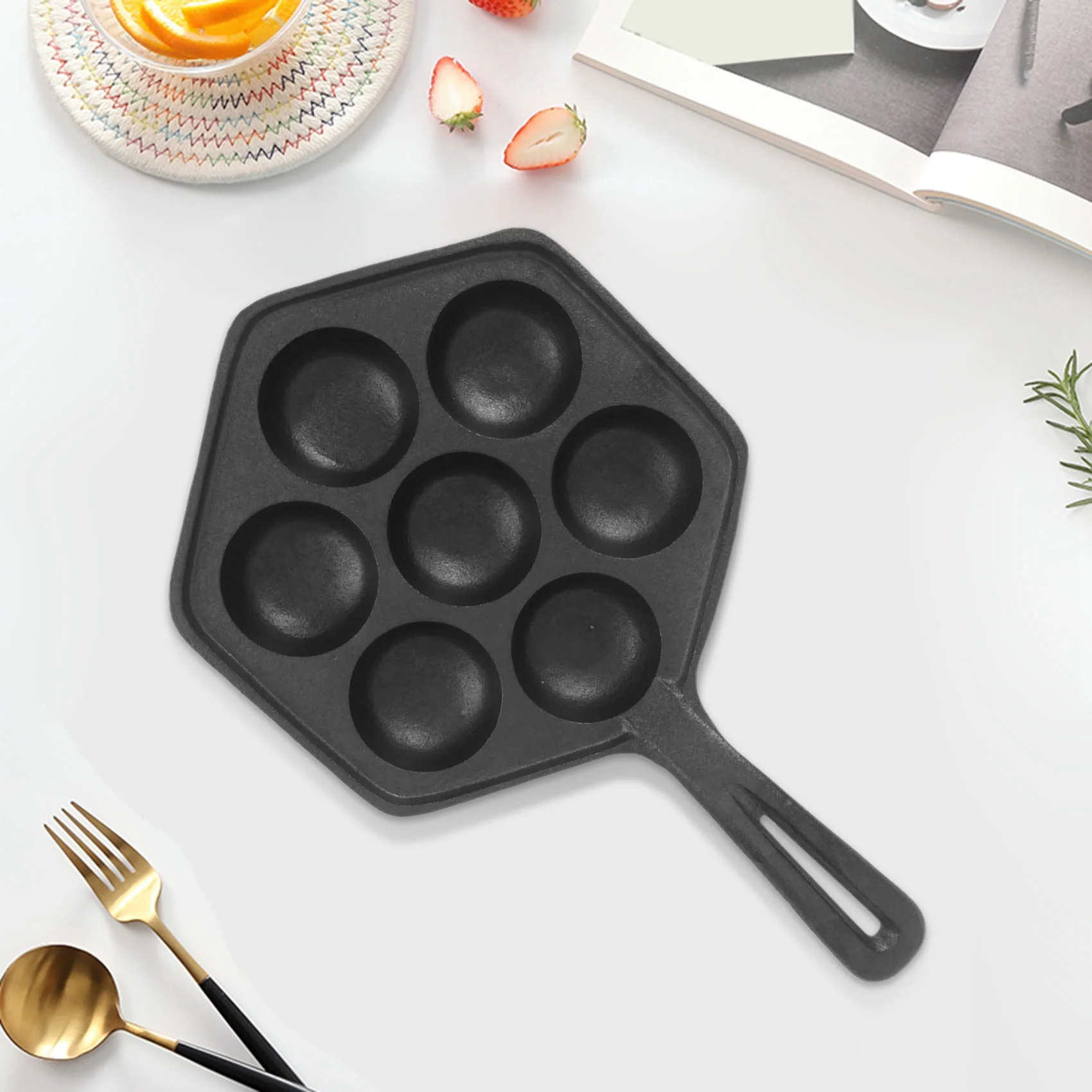 Cast Iron Stuffed Nonstick StuffedPancake Pan,Munk/Aebleskiver,House Cast Iron Griddle for Various Spherical Food